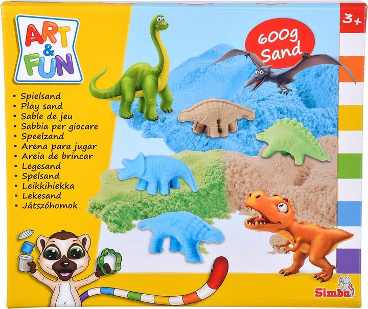 Produktbild Simba 106344621 Art and Fun Spielsand Set Dinosaurier, 3X 200g Sand, Plattform, 4X Dino 3D Form, Fos