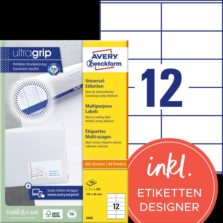 Actual product image Avery Universal labels