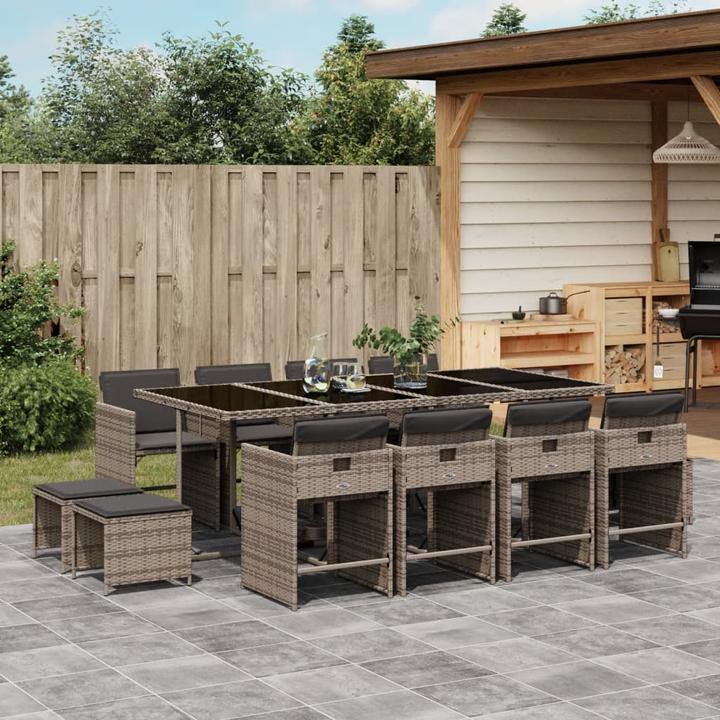 Actual product image VidaXL Garden furniture dining set garden set seating group 13-piece grey poly rattan (220 cm)