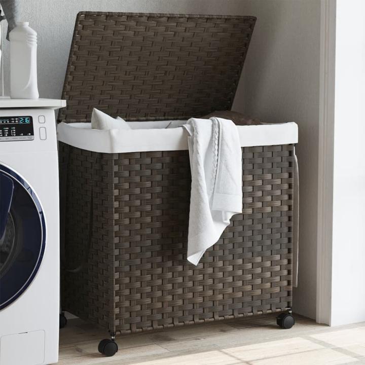 Actual product image VidaXL Laundry basket with castors Dark brown 60x35x60.5 cm