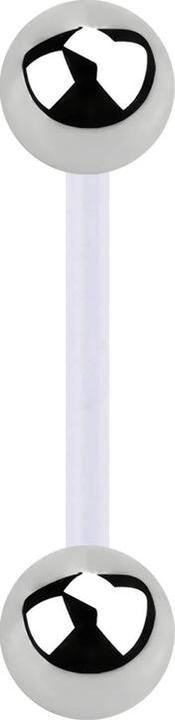 Star Piercing Micro Banane transparent mit zwei Kugeln silber (ohne Messing, Bioflex, Chirurgenstahl 316L)