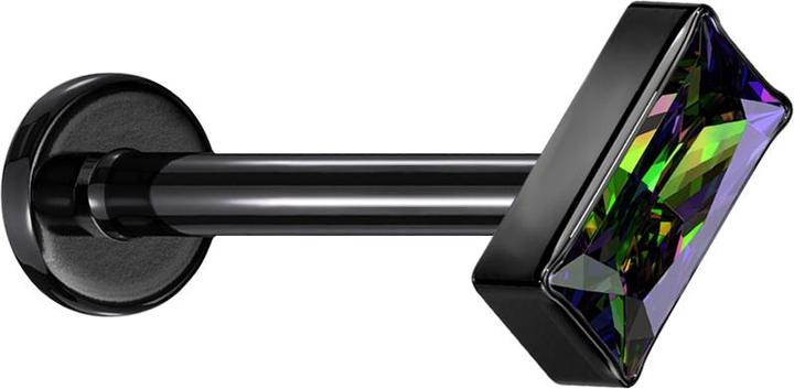 Star Piercing Micro Labret Innengewinde schwarz rechteck schwarz Kristall dunkel multicolor (Titan G23, ohne Messing)