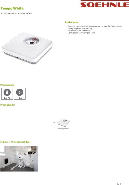Produktbild Soehnle Tempo White (130 kg)