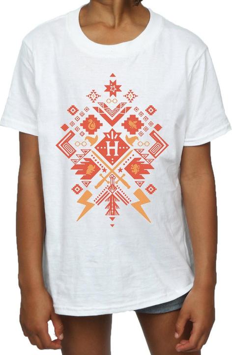 Actual product image Girls Christmas Fair Isle Cotton T-Shirt (152, 158)
