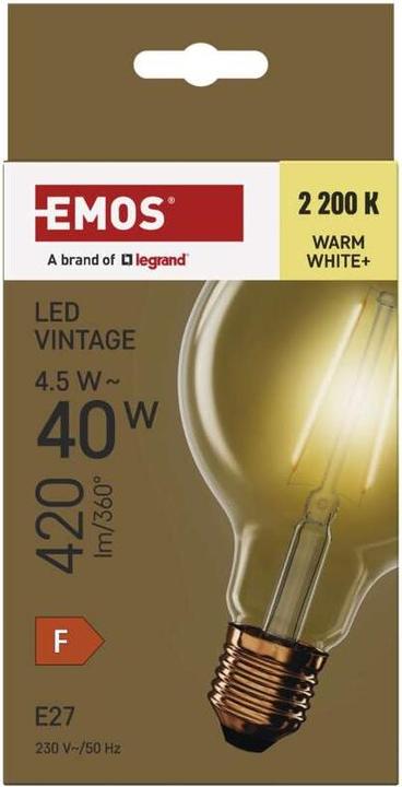 Produktbild Emos LED Lampe Vintage G95 / E27 / 4,5 W (40 W) / 420 lm / Warmweiss (E27, 4.50 W, 420 lm, 1 x, F)