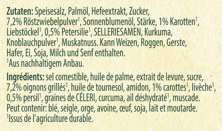 Nutritional values and ingredients Knorr Vegetable bouillon