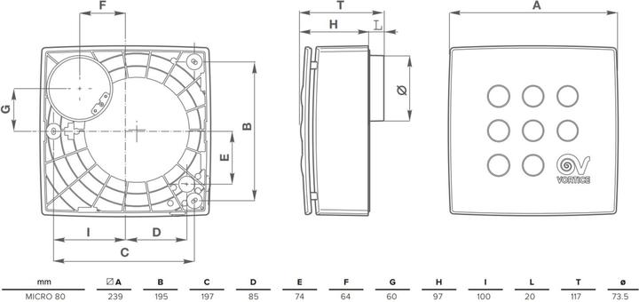 Actual product image Vortice Quadro Micro 80 AP