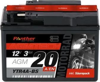 Panther Batterien Motorradbatterie AGM YTR4A-BS 12V 2.3Ah (2.30 Ah)