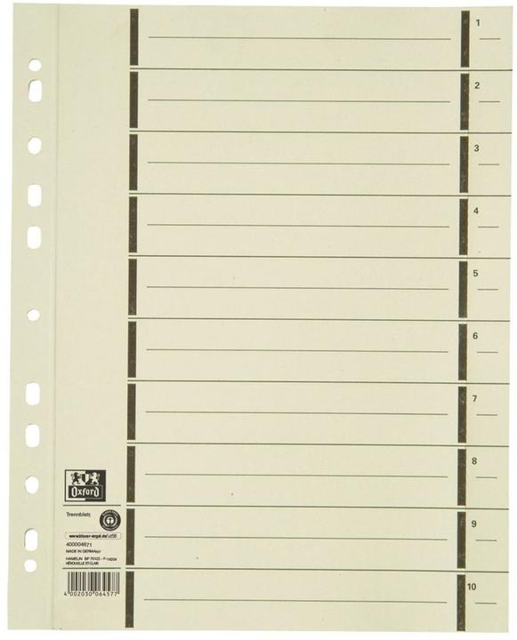 Valeurs nutritives et ingrédients Oxford Intercalaire, A4