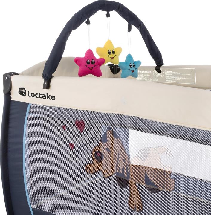 Produktbild tectake Kinderreisebett Hund mit Wickelauflage und Transporttasche