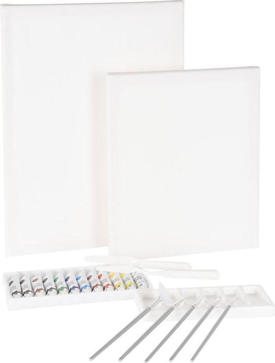 Actual product image Painting set with canvas, paint and brushes