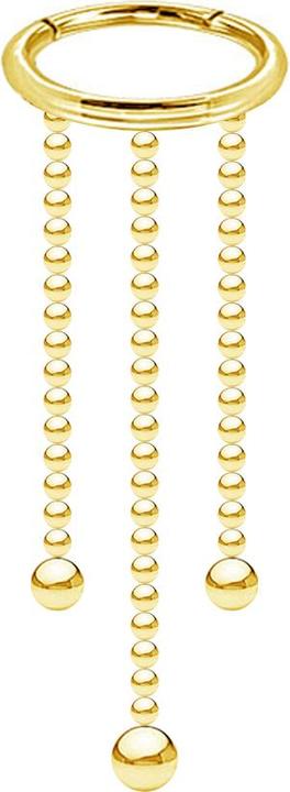 Produktbild Star Piercing Micro Segmentring klappbar vergoldet Anhänger waagerecht drei Kugelketten mit Kugel (Chirurgenstahl 316L, ohne Messing)