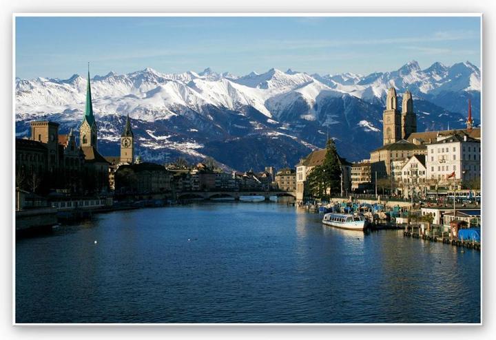 Actual product image Trenddeko Lake Zurich with Alps (45 x 30 cm)