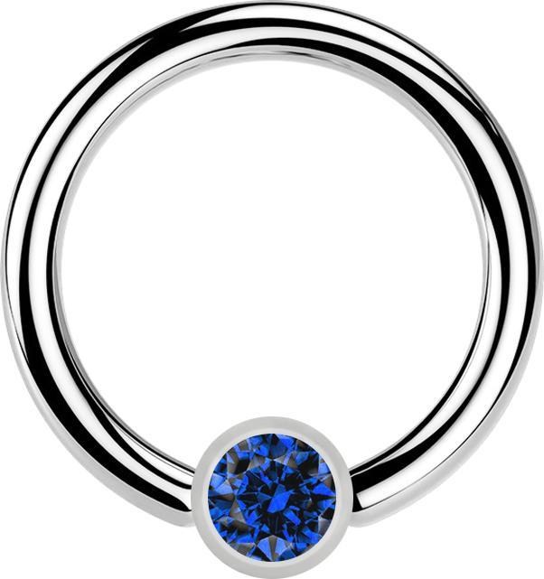 Image du produit Star Piercing Micro Closure anneau argent cylindre cristal bleu foncé (Acier chirurgical 316L, sans laiton)