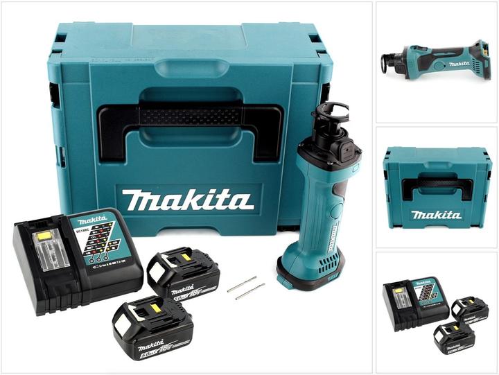 Makita DCO 180 RTJ Battery Rotary Cutter 18V + 2x Battery 5,0Ah + Charger + Makpac