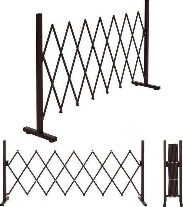Actual product image Mendler Aluminium barrier grille HWC-K56, extendable swivelling steel 103x31-200x31cm, brown