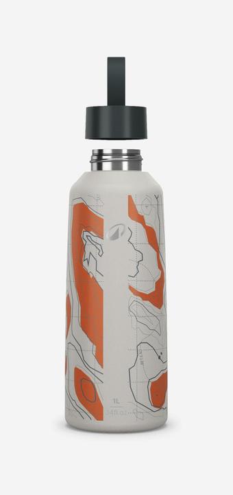 Produktbild Quechua Trinkflasche 1 l Edelstahl Schraubverschluss Wandern - 100 Karte/rot (1 l)