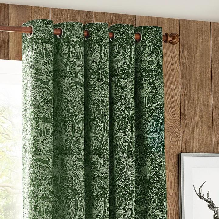 Produktbild Furn Ösenvorhänge Winter Woods Chenille Tiere (229 x 183 cm)