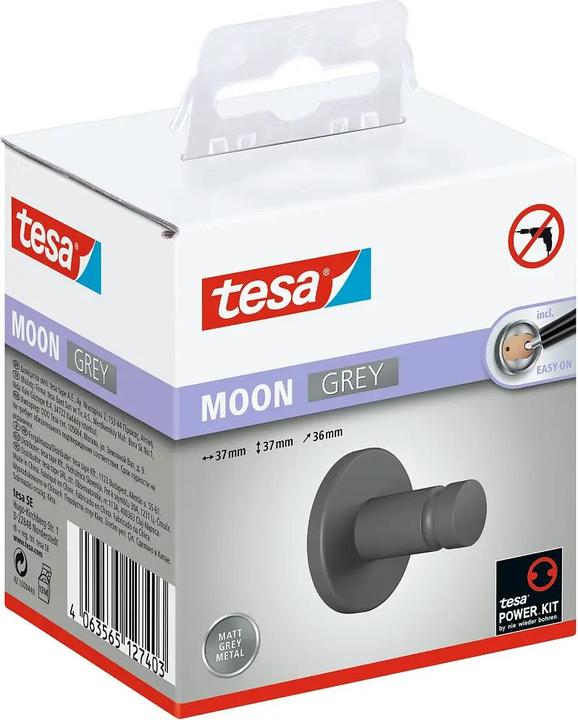 Actual product image tesa MOON GREY Towel hook incl. adhesive solution without drilling