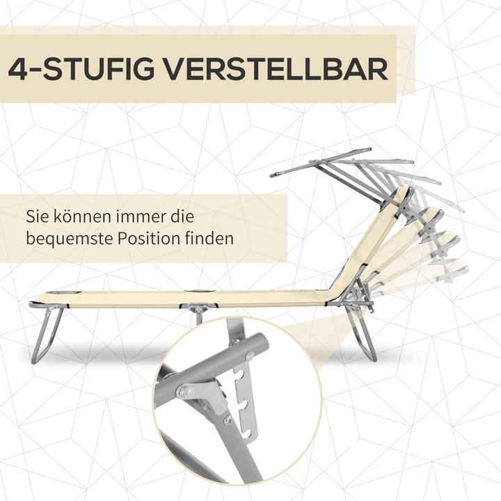 Produktbild Outsunny Sonnenliege mit Sonnenschutz (187 cm)