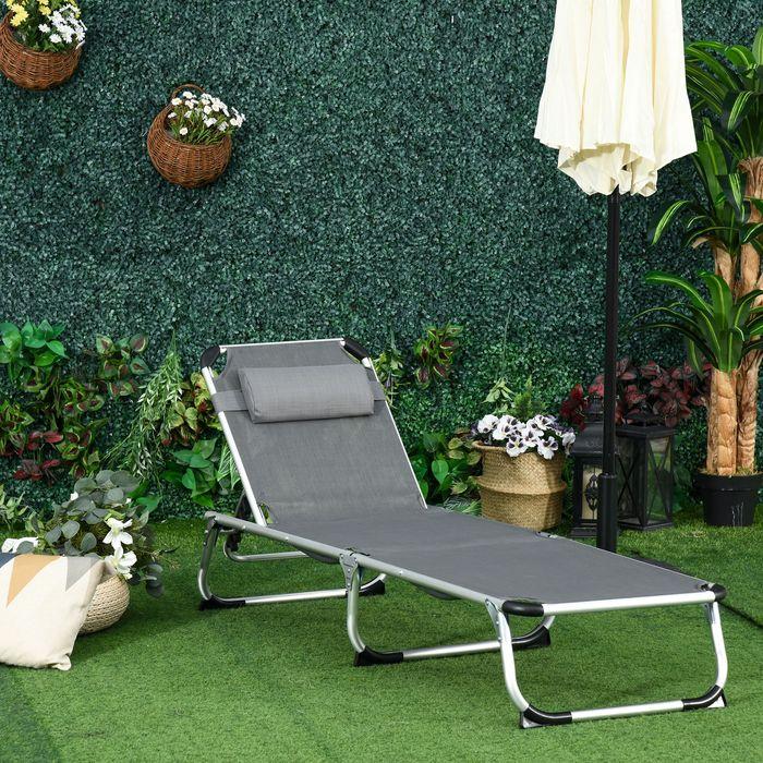 Immagine prodotto Swisshandel24 Lettino prendisole da giardino lettino in tessuto di alluminio lettino relax lettino regolabile in (189 cm)