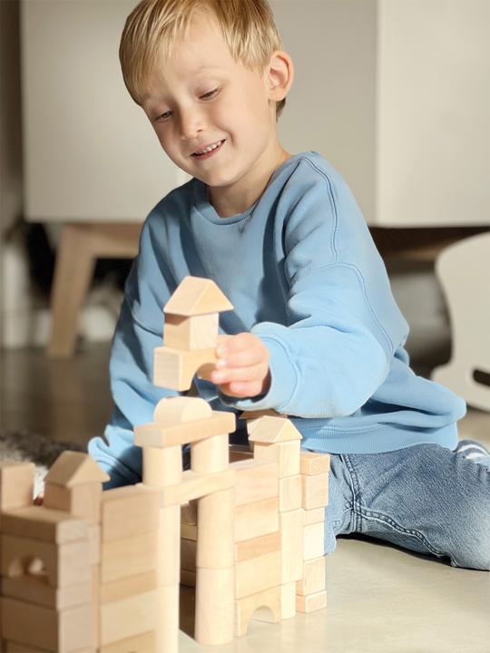 Actual product image small foot Wooden building blocks in bag