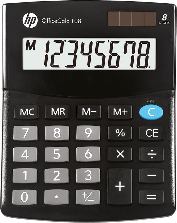 Actual product image HP OfficeCalc 108 desktop calculator black (Solar cells, Batteries)