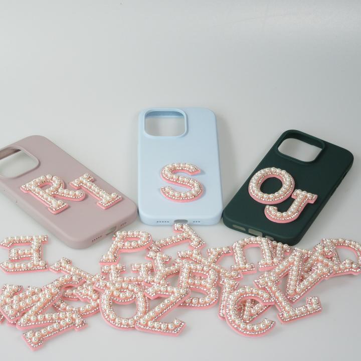 Immagine prodotto PhoneLook Adesivo autocollante per telefono/tablet/ordinatore in 3D con perle rosa Lettre K