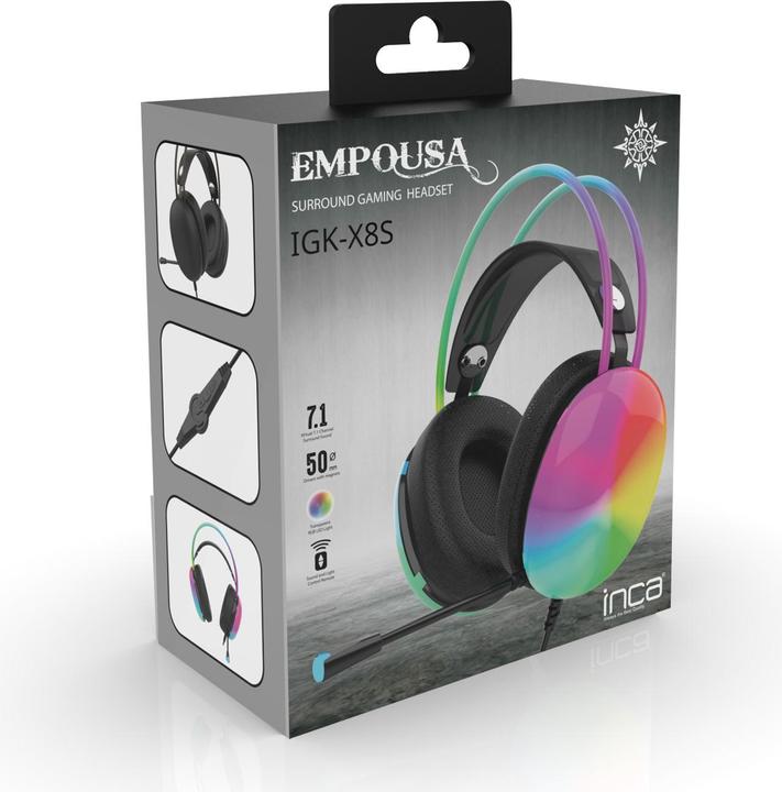 Actual product image Inca Gaming Headset IGK-X8S 7.1, USB, RGB LED, black (Cable)