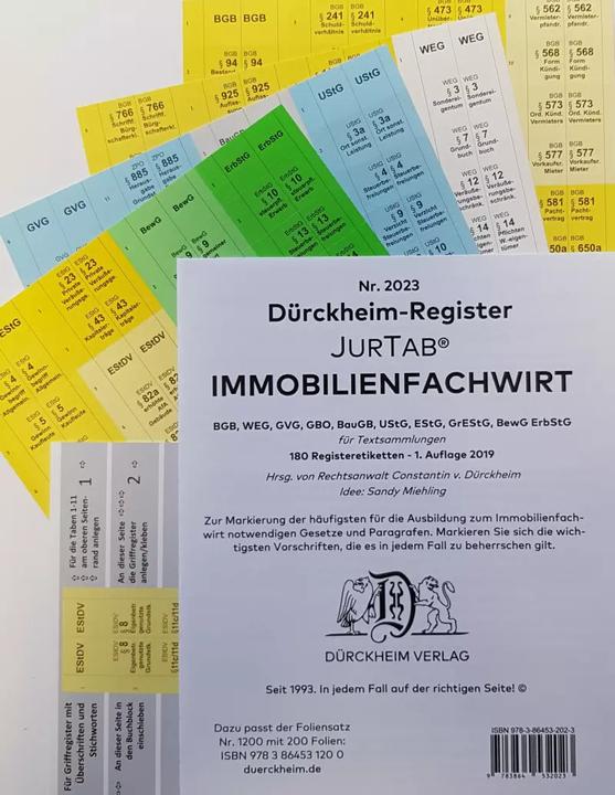 Produktbild DürckheimRegister® IMMOBILIENFACHWIRT Griffregister (2019/2020) (Deutsch, Constantin Dürckheim, 2023)