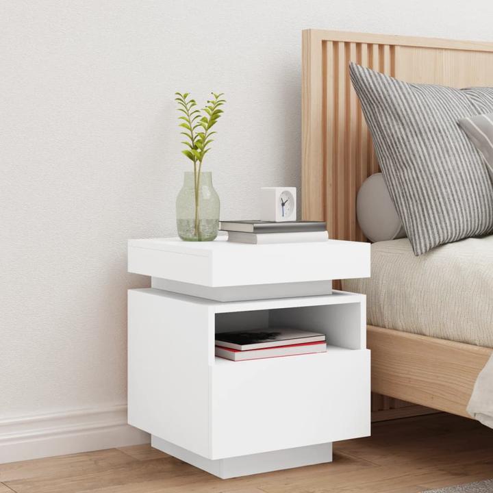 Immagine prodotto VidaXL Comodino con luci LED bianco 40x39x48,5 cm, colore (39 x 40 x 48,5 cm)