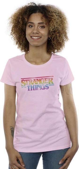 Actual product image Netflix Womens/Ladies Stranger Things Rainbow Dot Logo Cotton T-Shirt (XXL)