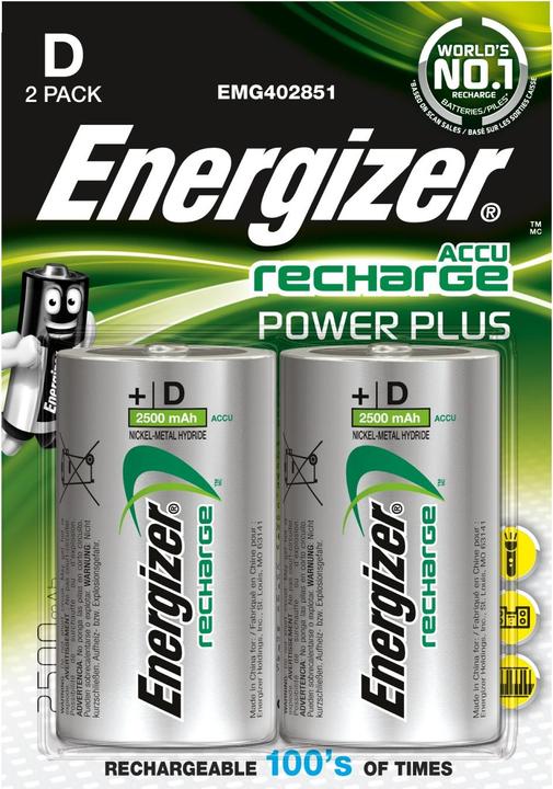 Actual product image Energizer Recharge Power Plus (2 pcs., D, 2500 mAh)