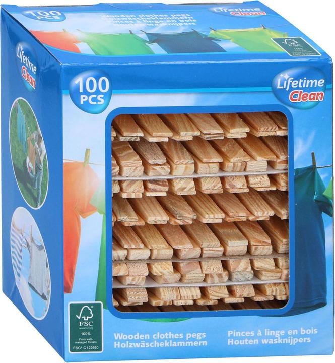 Actual product image Lifetime Wooden clothes pegs 100pc