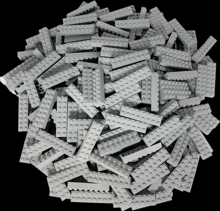 Actual product image LEGO 100 grey ® bricks 2x8 - building blocks - Classic, Basic, City - grey - 3007 (3007, LEGO Accessories)