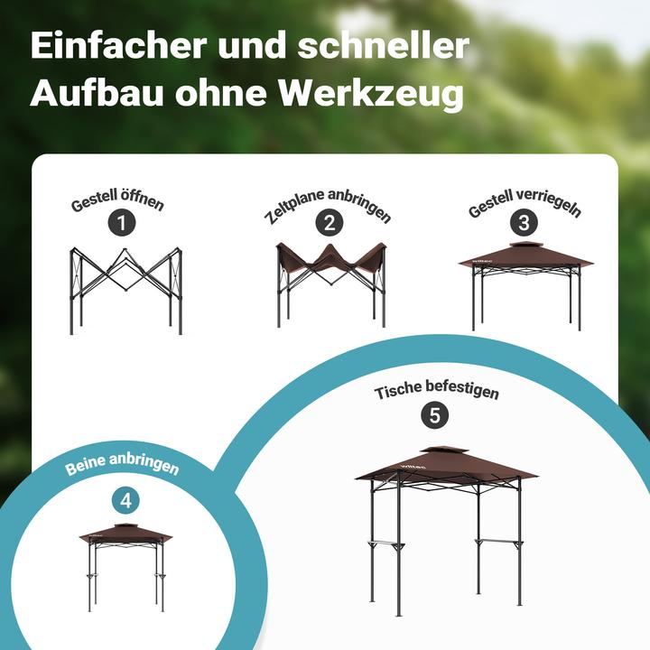 Produktbild Wiltec Grillpavillon Kaffee 245x152cm BBQ Pavillon Grillüberdachung Grillzelt (245 cm, 158 cm)