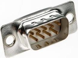 Image du produit Rs Pro Connecteur D-Sub, acier, mâle, DE-9, 5A, 500V, paquet de 5 pièces