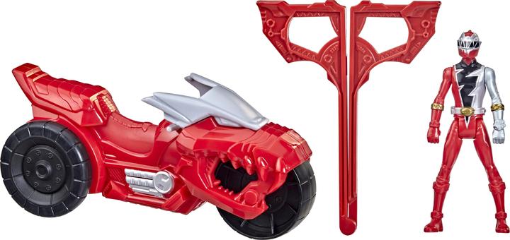 Power Rangers Dino Fury Rip N Go T-Rex Battle-Bike und Roter Ranger, 15 cm grosses Fahrzeug mit Ac...