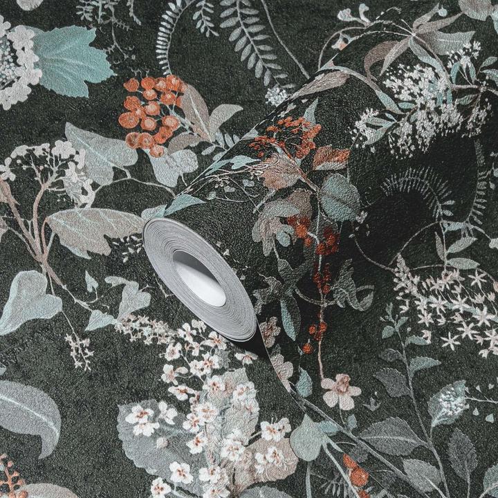 Actual product image A.S. Création wallpaper floral flowers black red vintage floral wallpaper living room non-woven wallpaper (53 x 1005 cm)
