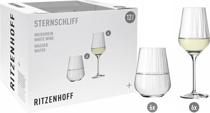 Produktbild Ritzenhoff Weisswein- & Wassergläser Sternschliff (38 cl, 12 Gläser, Weissweingläser)