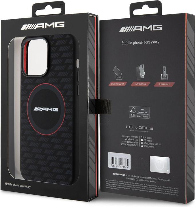 Actual product image Mercedes AMG AMHMP15L23SMRK iPhone 15 Pro 6.1" czarny/black hardcase Silicone Carbon Pattern MagSafe (Apple iPhone 15 Pro)