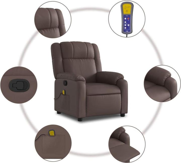 Image du produit VidaXL Fauteuil de massage en similicuir marron,Couleur : marron,Matériaux