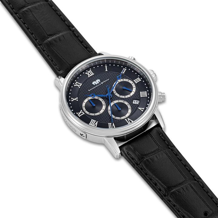 Immagine prodotto Cronografo da uomo Moonlight in vera pelle nera - 26501 (Cronografo, 40 mm)