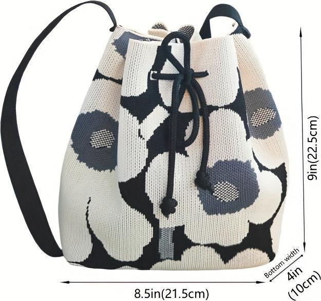 Only-Bags.Store Einfache Eimertasche mit floralem Muster, Kordelzugtasche, klassische Tasche