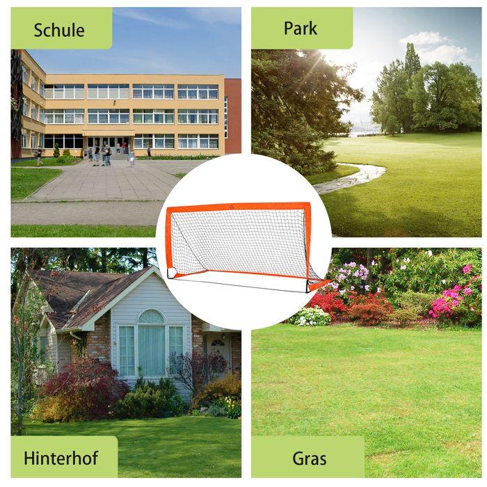 Produktbild Swisshandel24 Fussballtore Fussballnetz 2er Set Minitore Faltbar Oxfordstoff Outdoor Orange