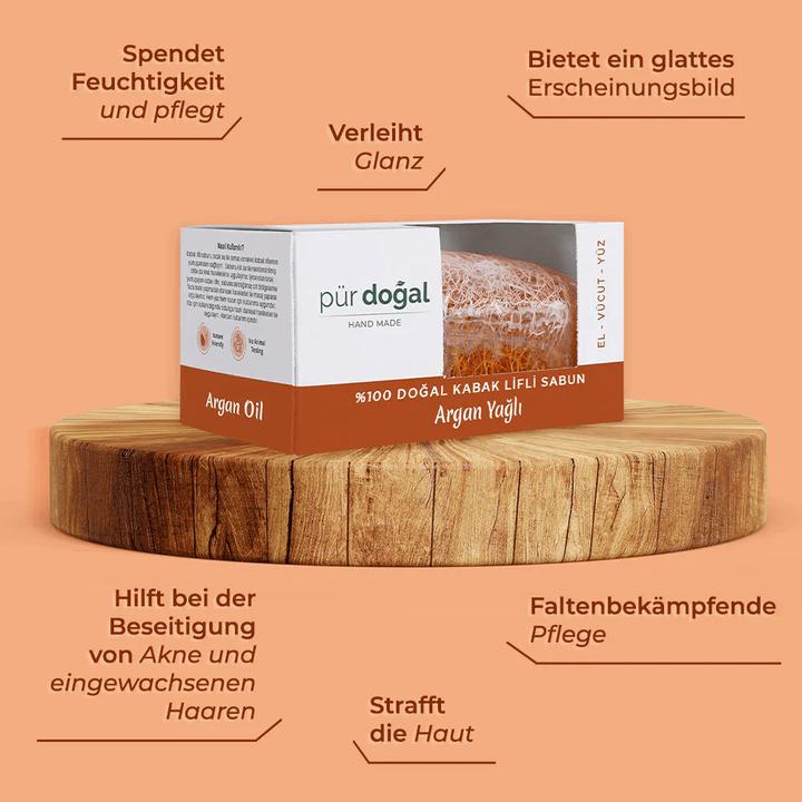 Image du produit Pür Doğal 100% Natürliche Kürbisfaser Seife mit Argan Öl 130gr