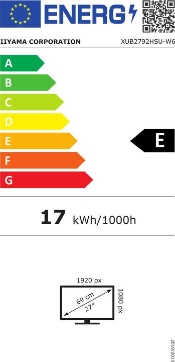 Energy Label iiyama TFT XUB2792HSU (1920 x 1080 pixels, 27")