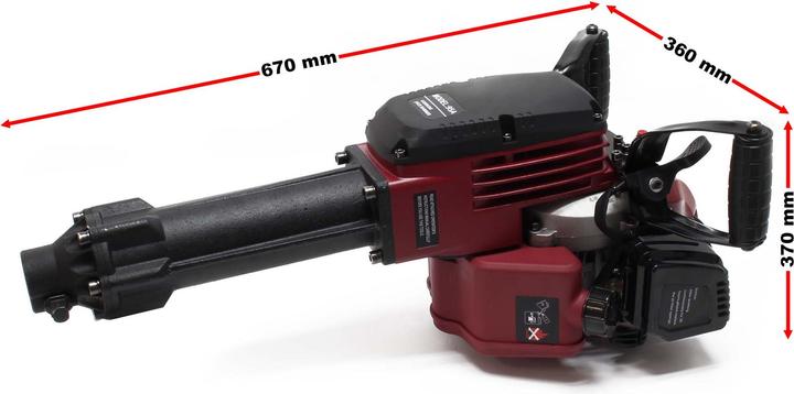 Actual product image Wiltec Demolition Hammer 2.5HP 55J Impact Strength 1500bpm with 2 Chisels & Hexagon Sockets, Jack Hamme (Petrol)