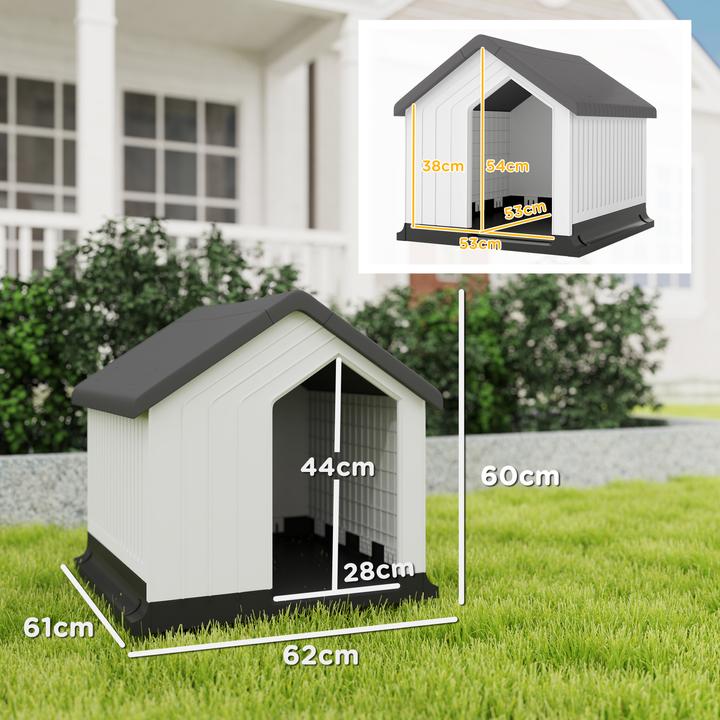 Actual product image PawHut Hundehütte Kunststoff Grau+Weiss (Dog house)