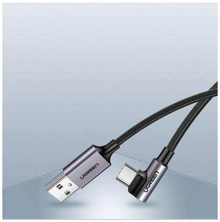 Actual product image Ugreen USB-C angled to USB-A 2.0 A data cable (2 m, USB 2.0)